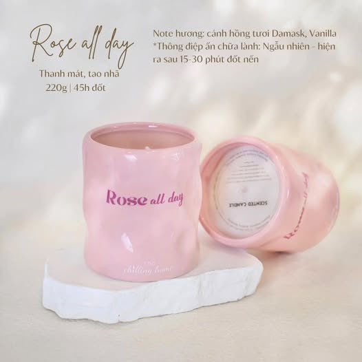 Nến Thơm Rose all day - BST Nến Thơm Thư Giãn Healing Pastel