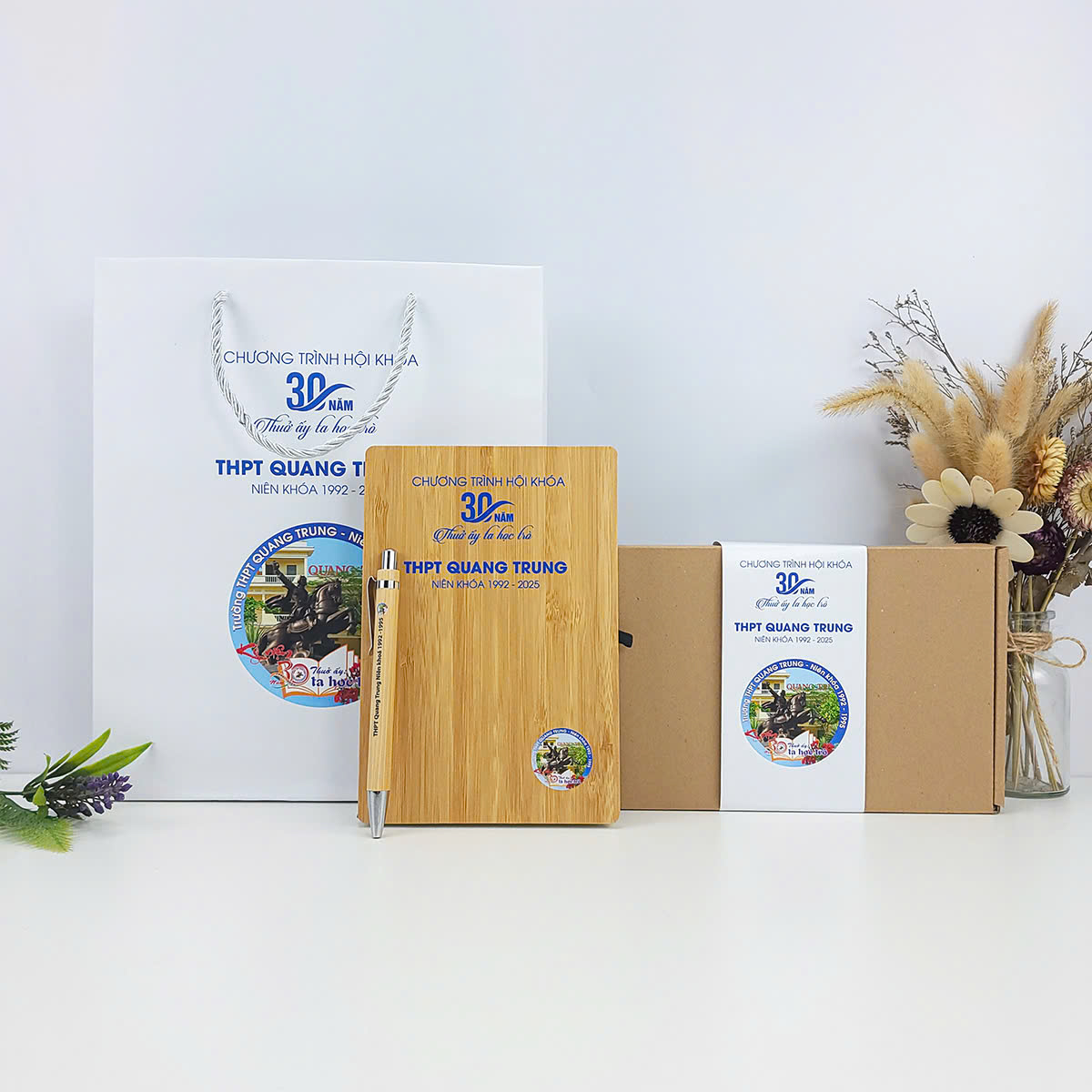 Sổ Tay Bìa Tre, Bút & Túi In Logo